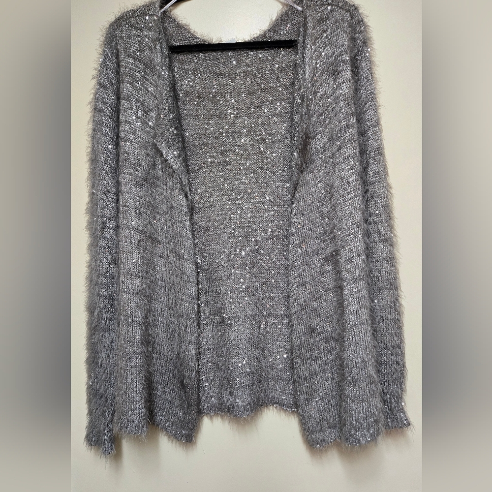 New York & Company Shimmering Gray Cardigan